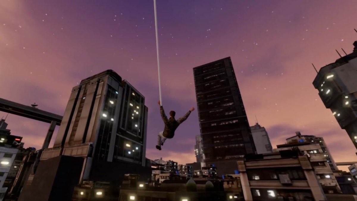 Official K3 case still: cyberpunk web-swing game built by the model